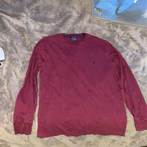 Polo long sleeve thermal maroon large